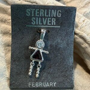Sterling silver charm February birthstone NEW girl
